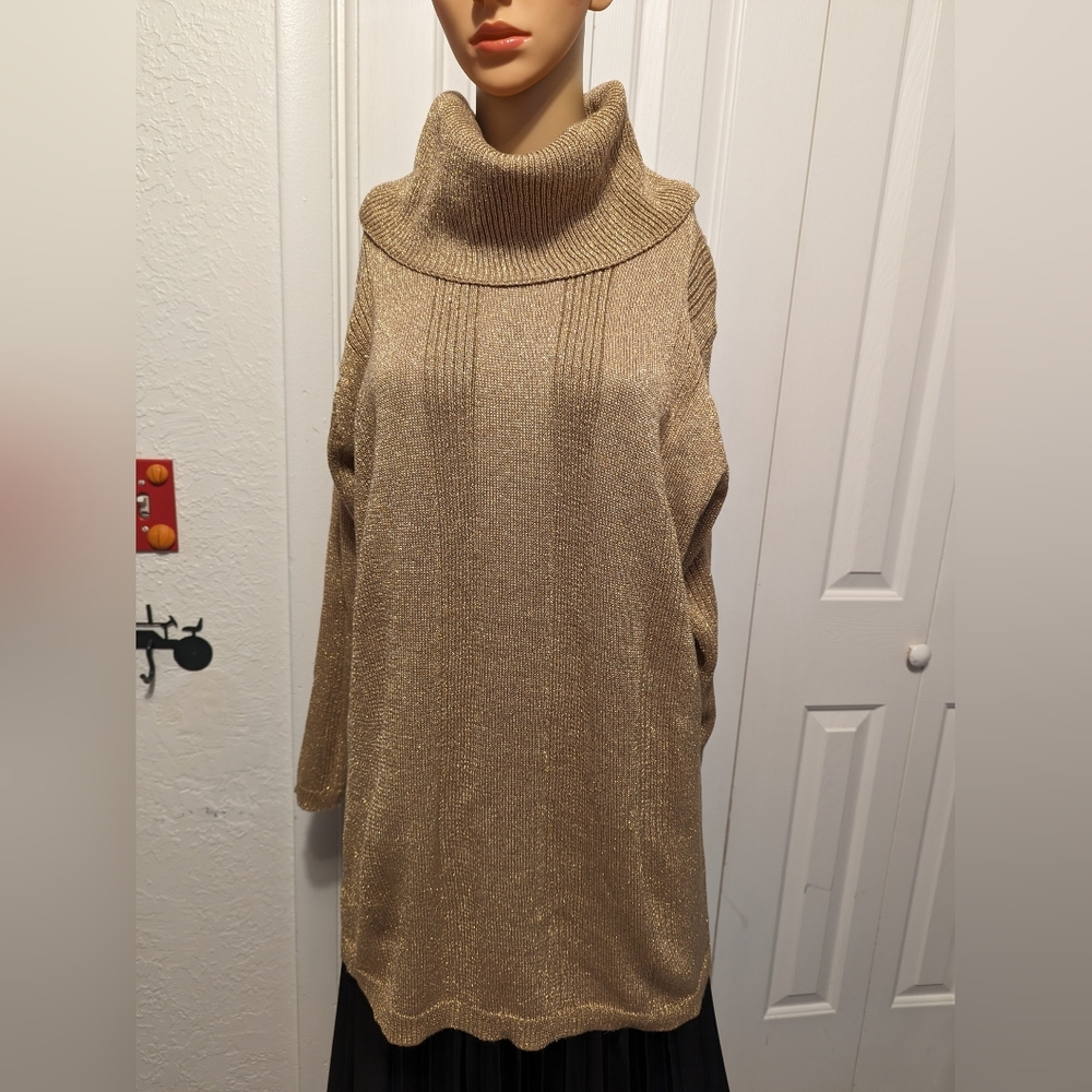 Jean Pierre Pullover Sweater Gold Womans Size L.